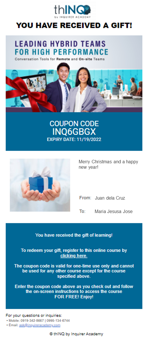 Gift Card Catalog Inquirer Academy